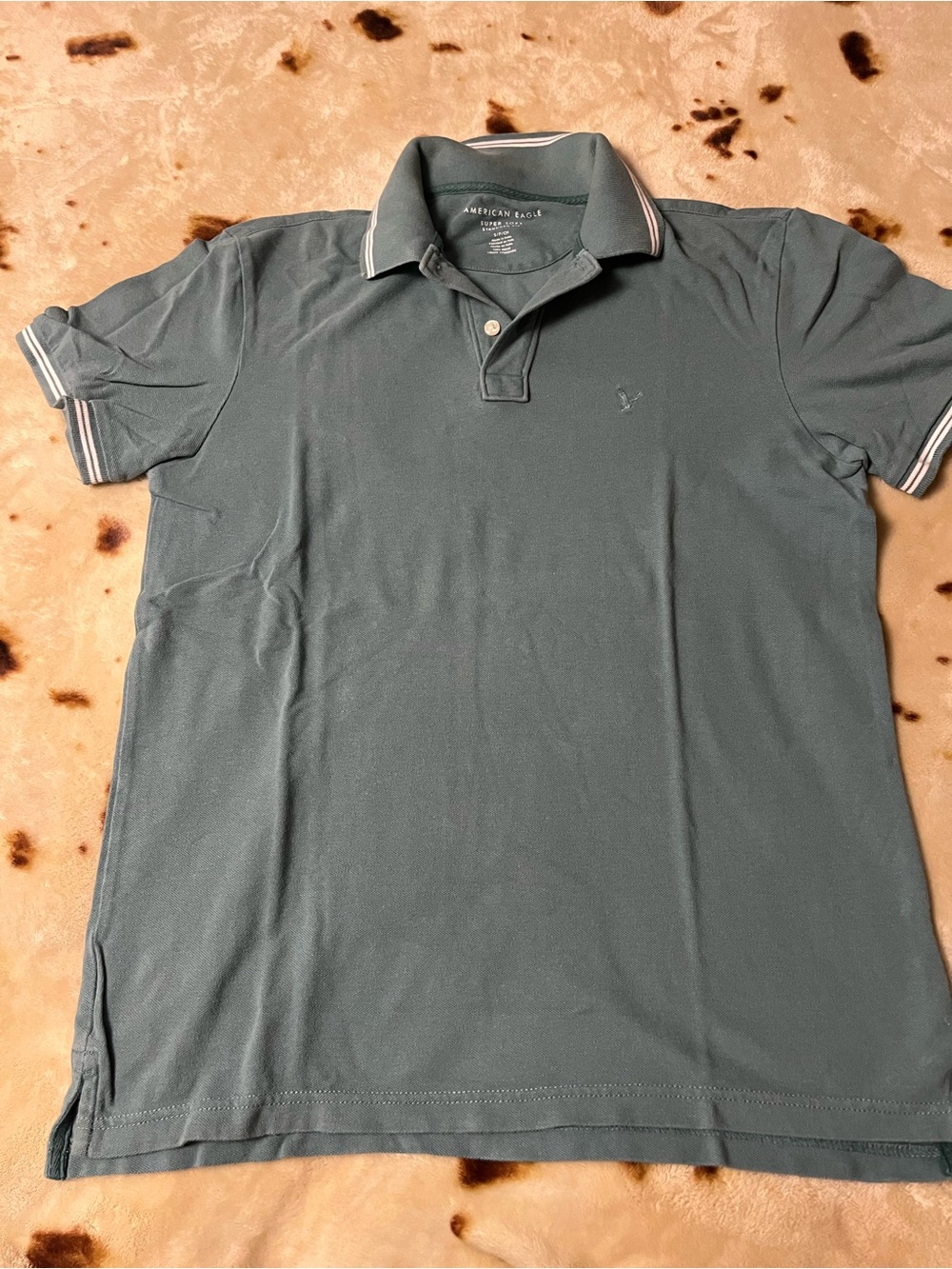 American Eagle Outfitters Men's Slate Green Polo with White Trim